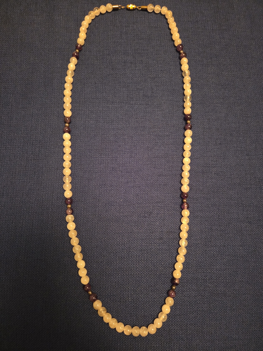 Natural Milky Quartz & Amethyst Gemstone Beaded Necklace